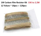 12 значений * 10 шт. = 120 шт., набор резисторов для филляции карбона 33K-2,2 M 1 Вт 5%, 47K 68K 82K 100K 120K 150K 220K 330K 470K 820K Assort pack