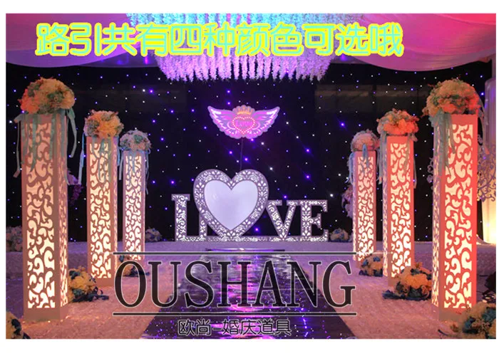 

8Pcs/lot 115*20*20cm Luxury Wedding&Banquet Carved Pillar/Road Lead Stand Wedding Decoration With LED Light