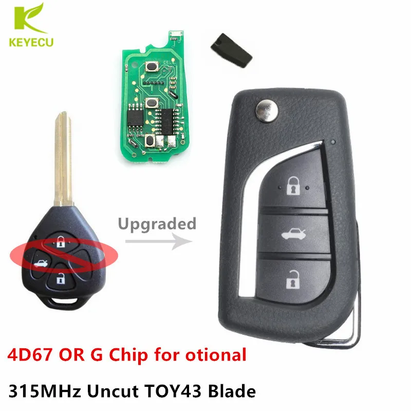 KEYECU обновленный дистанционный ключ 315 МГц для Toyota Camry Corolla Prado RAV4 Vios Yaris
