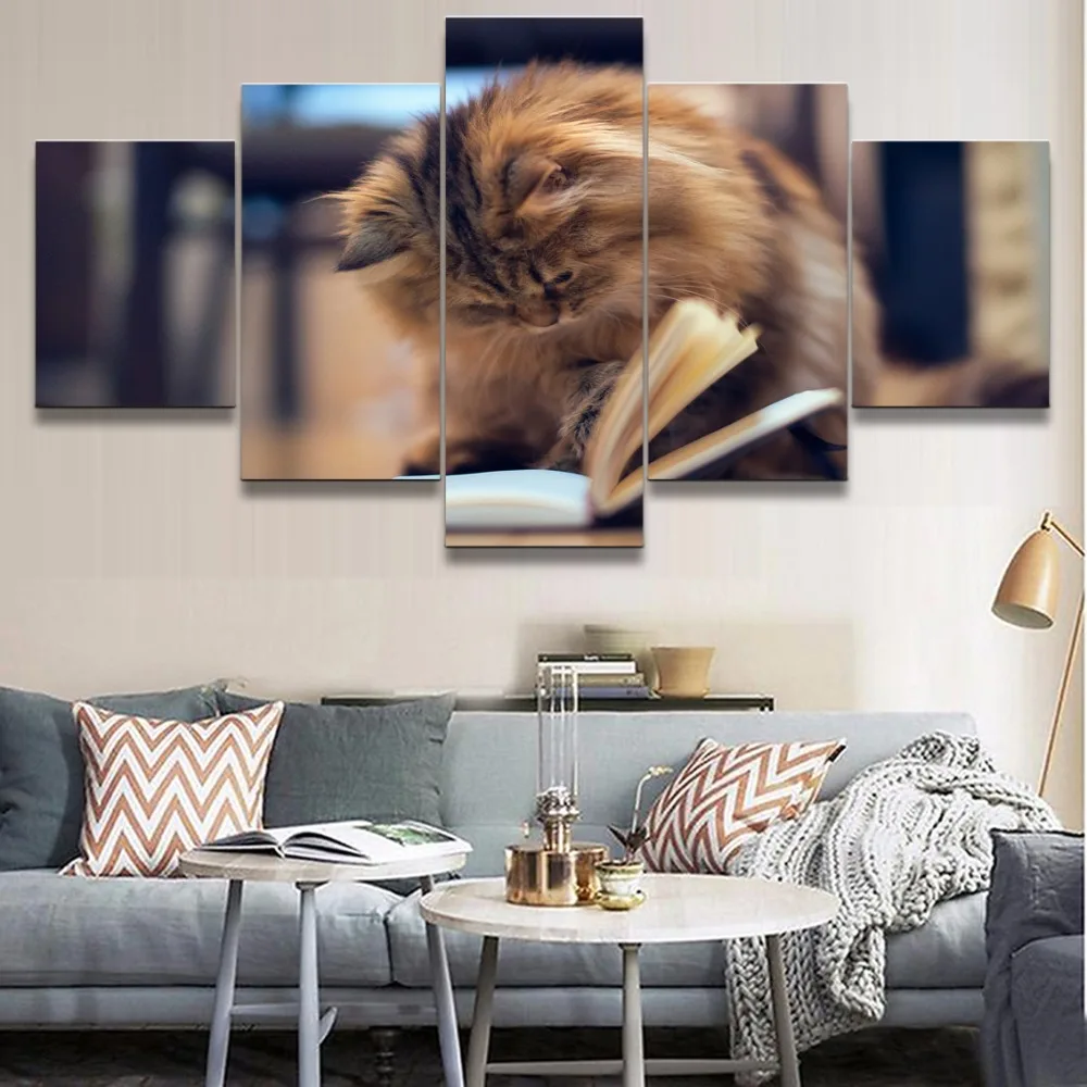 

Modular Pictures HD Prints Canvas Animal Cat Painting 5 Pieces Lovely Home Decor For Kids Room Creative Wall Art Artwork Poster