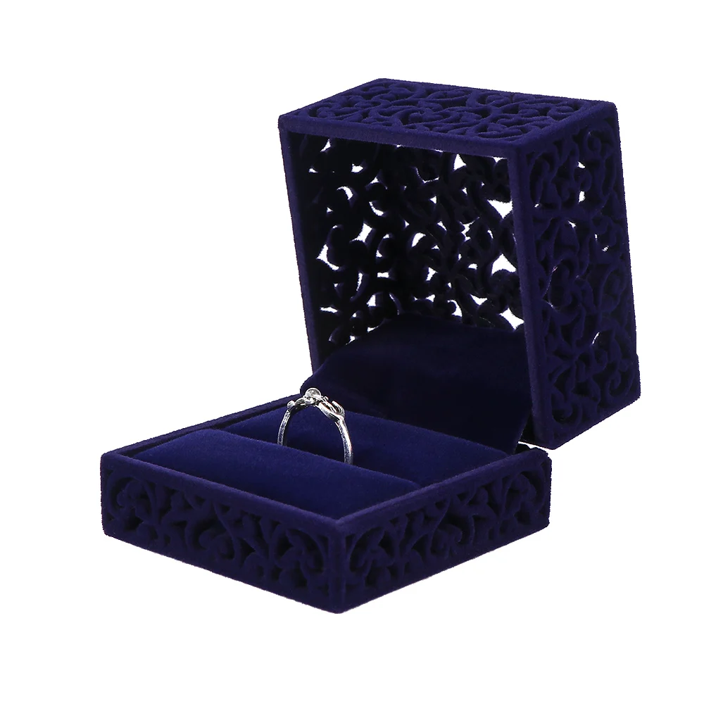 1Pcs Chinese Style Velvet Delicate Ring Box Storage Case Hollow Out Jewelry Display Gift | Packaging &amp