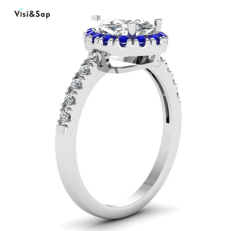Женское кольцо с голубым цирконием Visisap Boutique обручальное большой каплей воды