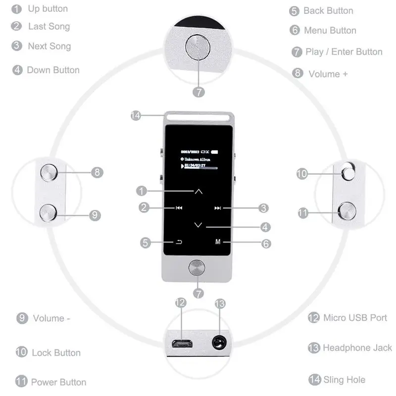 FUU оригинальный 8 ГБ MP3 музыкальный плеер HiFi Звук сенсорный экран без потерь