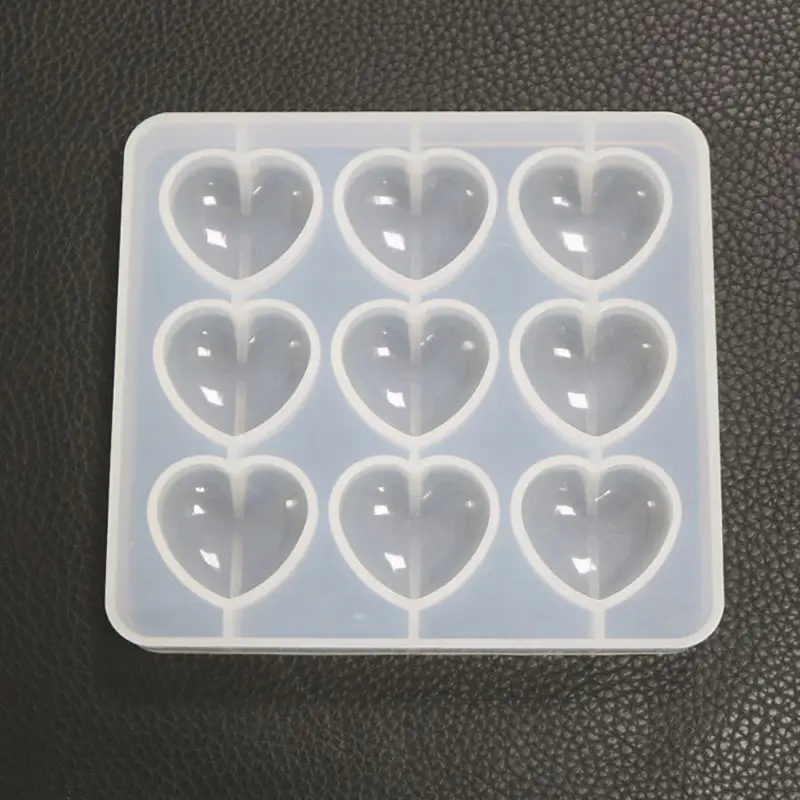 

Epoxy Mold Manual DIY Crystal 9 Hole Heart Shape Mold Silicone High Mirror Pendant Handmade Making Molds