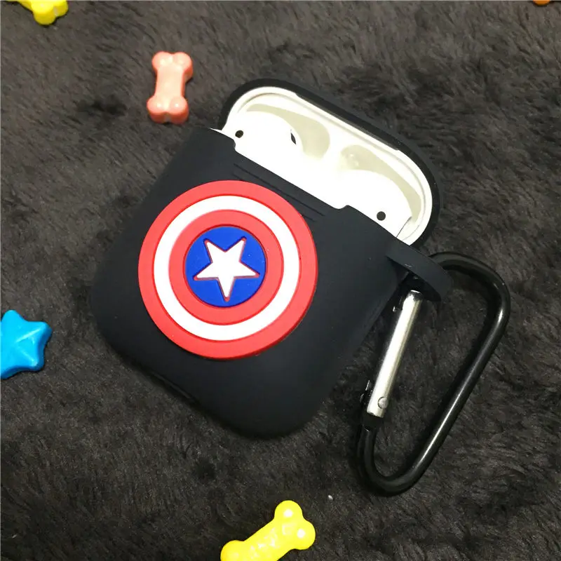 Силиконовый чехол с изображением медведя Кумамото для Apple Airpods, Капитан Америка, Человек-паук, чехол для наушников, новинка, Air Pods, 2 аксессуары