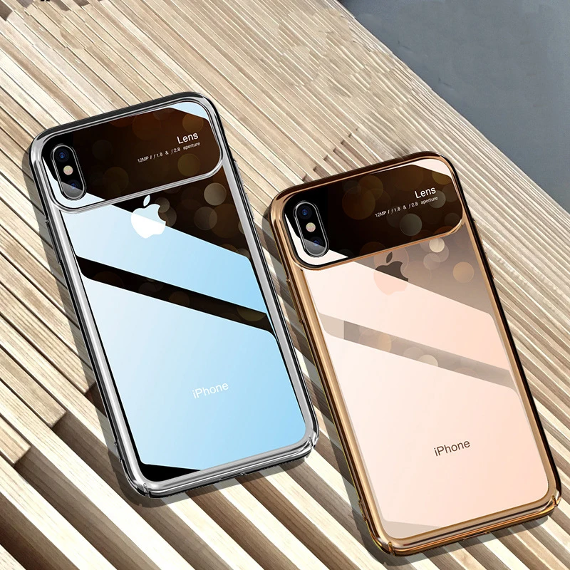 Стильный черный чехол для камеры из закаленного стекла для iPhone XS Max XR X супер пластиковый защитный чехол для iPhone XR 7 8 Plus чехол