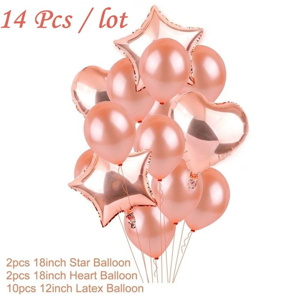 14pcs12inch фольга из розового золота латексные Красочные воздушные шары с гелием воздушный шар День рождения Свадебные принадлежности