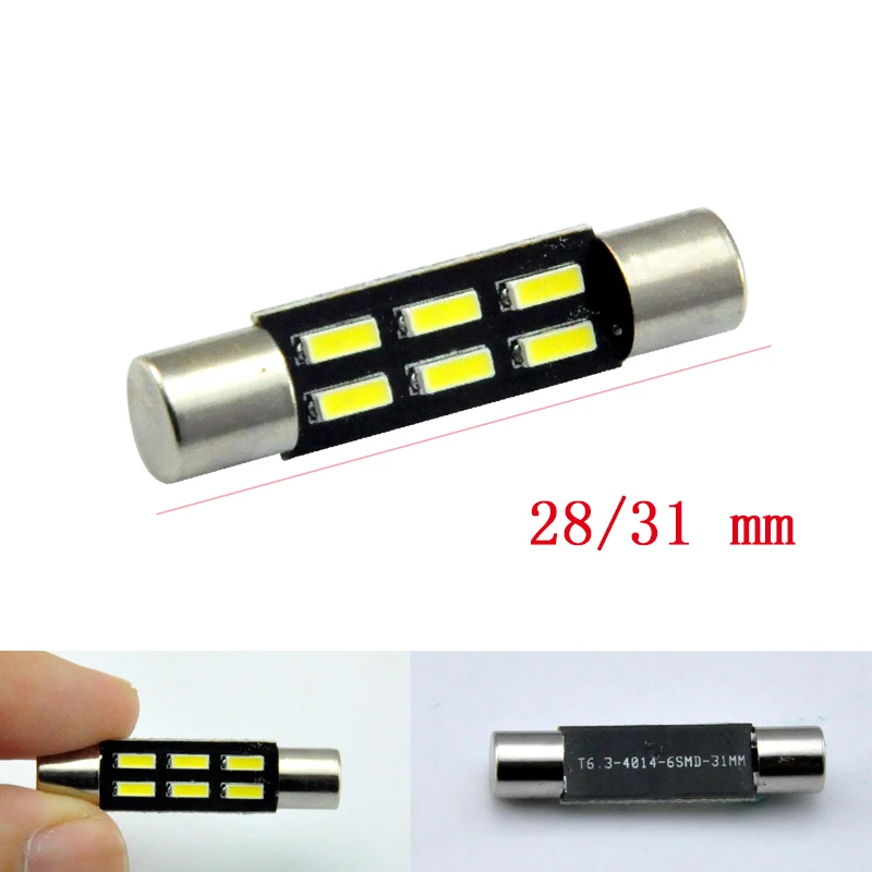 Автомобильный светодиодный t6 3 28/31 мм 4014 6 SMD белый 12 В солнцезащитный щиток для - Фото №1