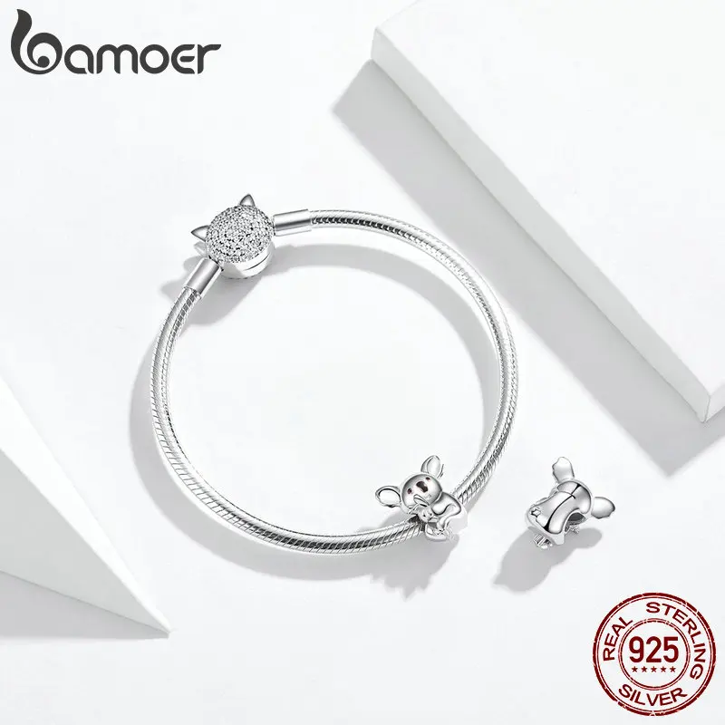 bamoer Zoo Collection Koala Panda Bear Charm Sterling Silver 925 Animal Metal Beads for Original Snake Bracelet Bijoux BSC093