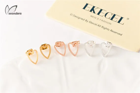Vintage Retro Delicate Stainless Steel Jewelry Hollow Heart Earings For Women 2016 Gold Silver Rose Plated Ladies Jewellary | Украшения и