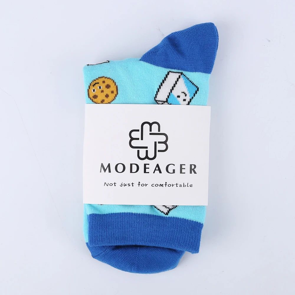 Женские хлопковые носки Modeager забавные короткие в Корейском стиле с принтом