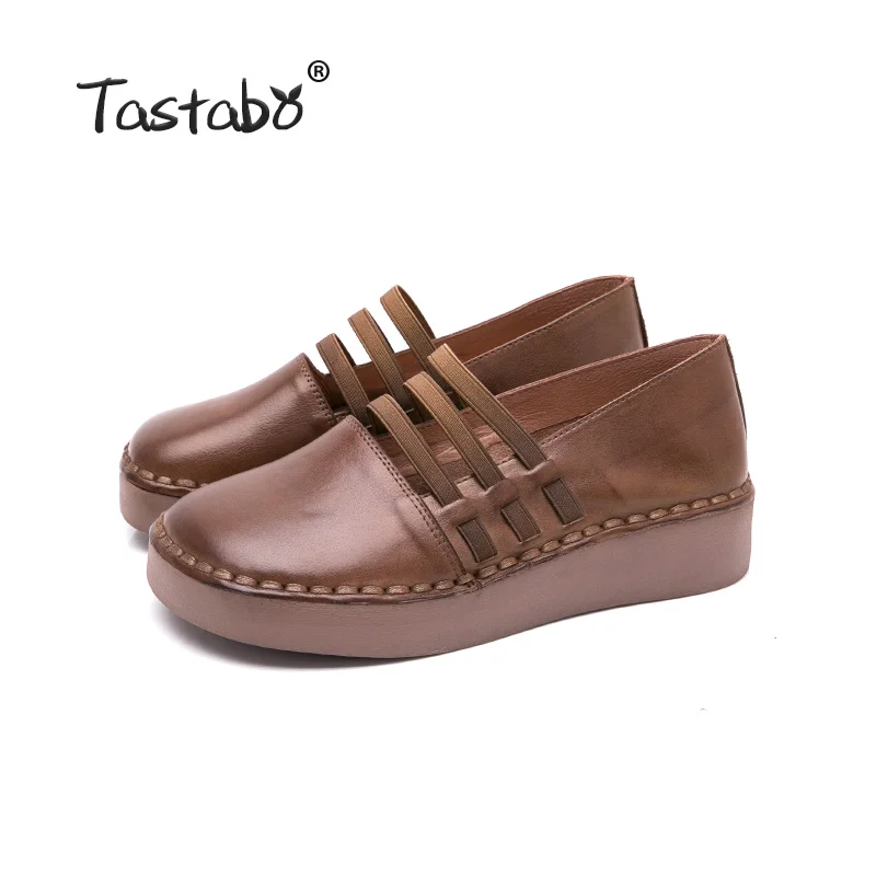 Brown Tastabo/кожаная обувь на мягкой подошве; коллекция года; лоферы; женская обувь; Новое поступление; удобная женская обувь для работы и вождения - Цвет: Brown