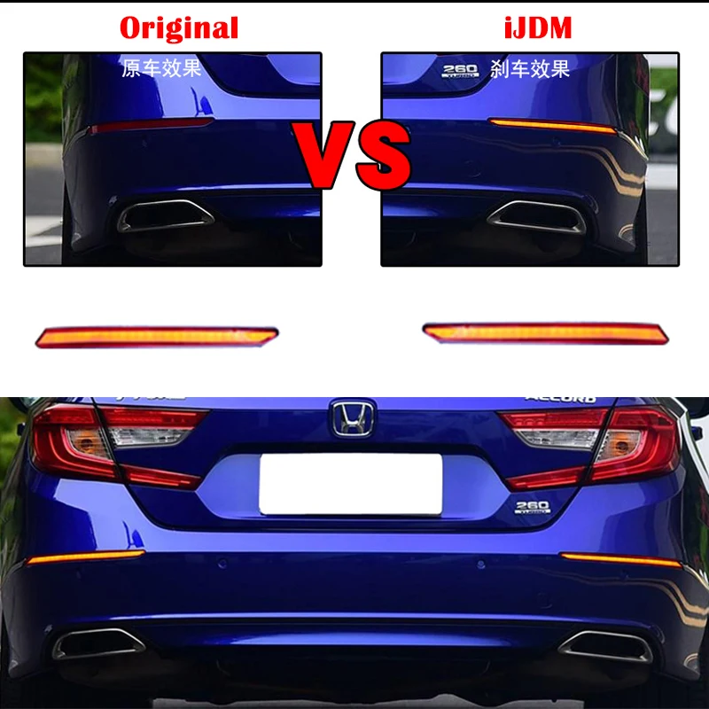 IJDM автомобильный Светодиодный отражатель бампера для 2018-up Honda Accord Sedan функция как