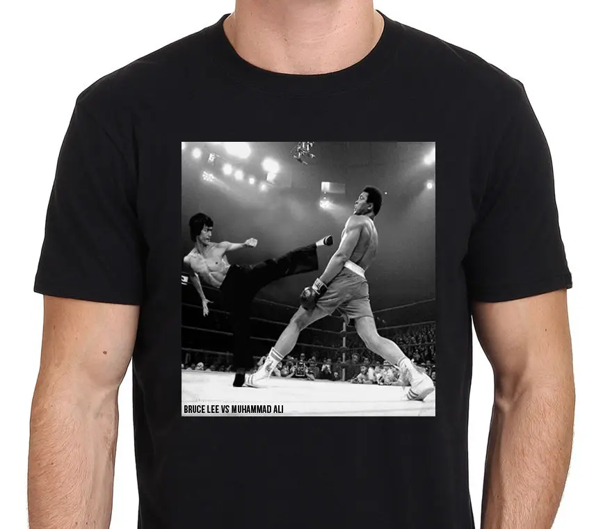 Фото Bruca Yee VS Aly The Boxinger Legend Vintage Men's T-Shirt Size: XS -to- XXL Мужская одежда Bruca Yee VS Aly The Boxinger Legend Vintage Men's T-Shirt Size: XS -to- XXL Мужская одежда