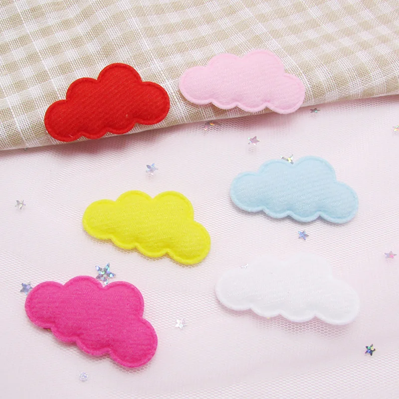 

60pcs/lot 4.5*2.5cm Felt Cloud Padded Appliques Accessories Artificial Patches DIY Crafts Hair Clips Decoration free shipping