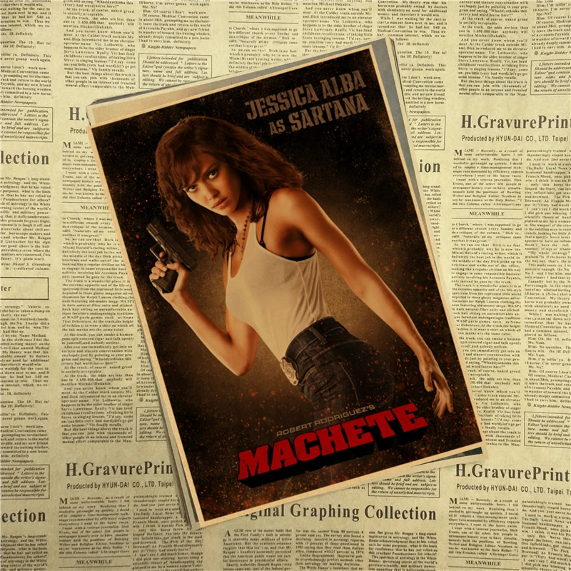 Ретро постер из крафт бумаги Machete Kills винтажный с принтом для michile Rodriguez Danny Trejo 42x30