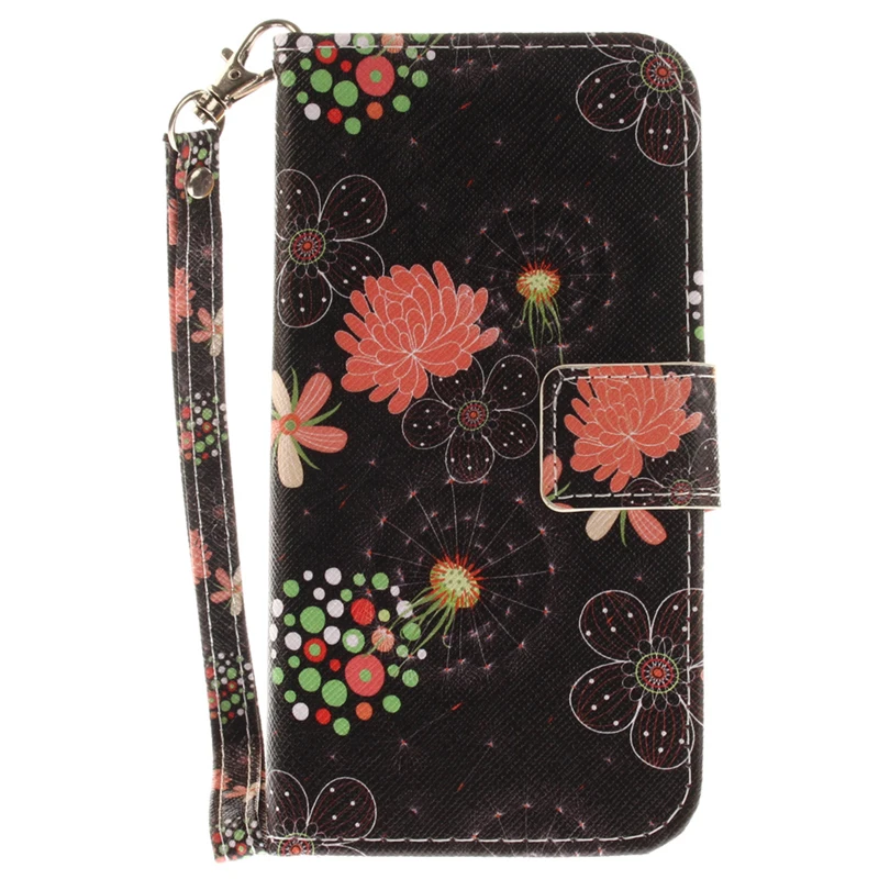 Black background red lotus Phone Case For IPhon5 5S 6S 7 8 x Puls Back Cover Flip Shell Wallet Stand |