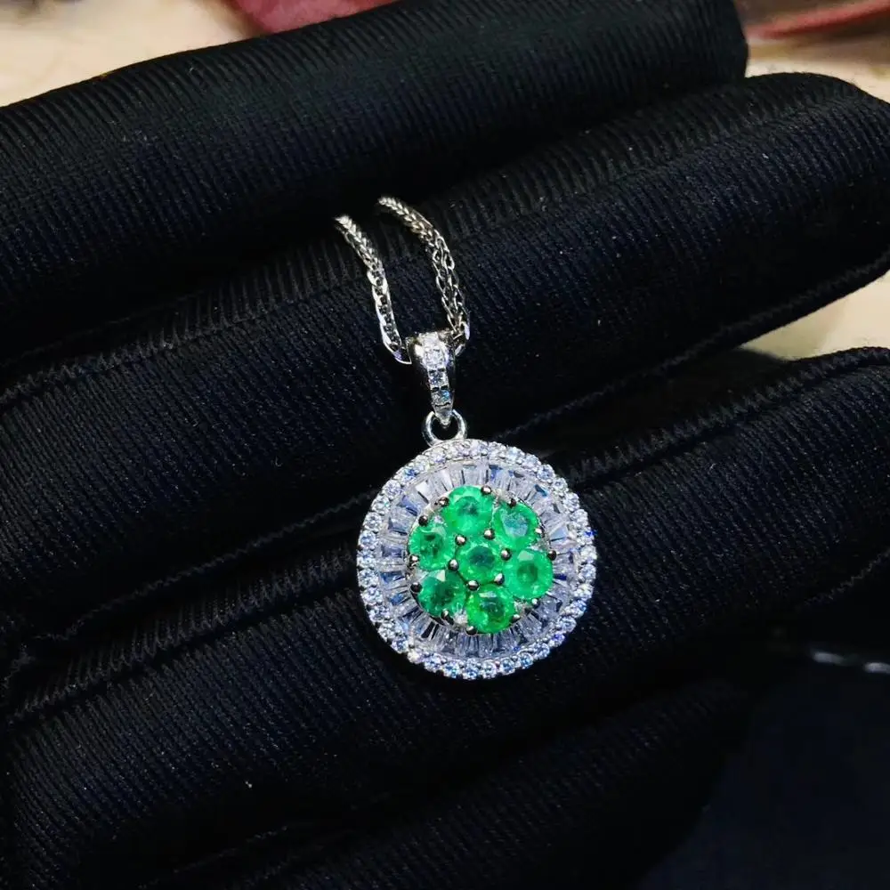 Sale11.11 Классическая зеленая изумрудная подвеска реальный драгоценный камень