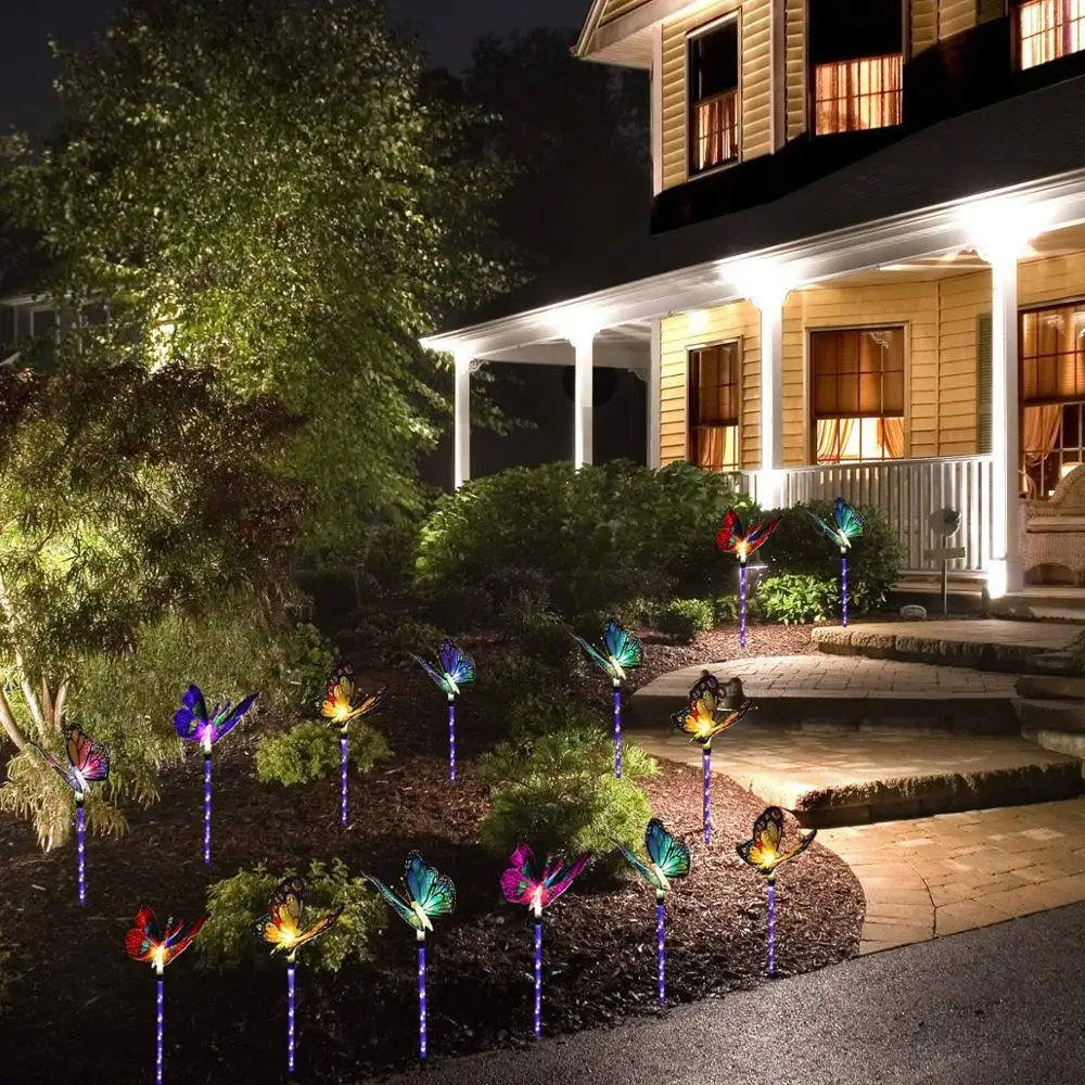 3 шт./лот декоративные садовые светильники с бабочками на солнечных батареях