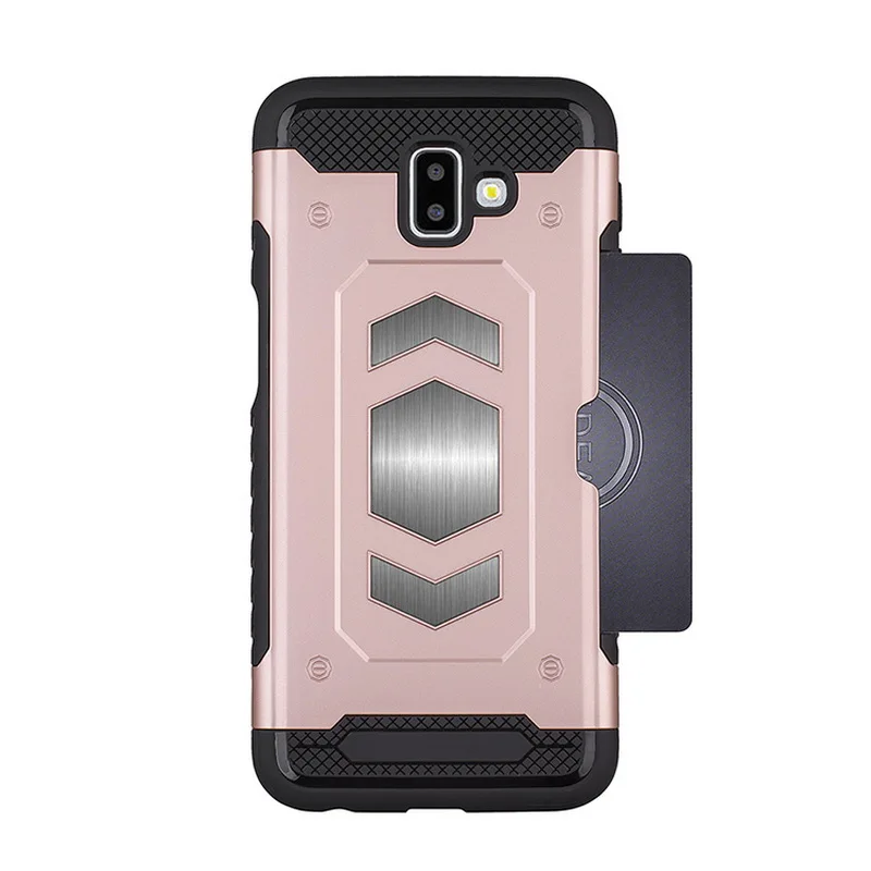 For Galaxy J6 Plus Armor Case Card Pocket Magnetic Car Mount Phone Samsung J4 J5 J7 Pro 2017 USA Protective Cover Coque |