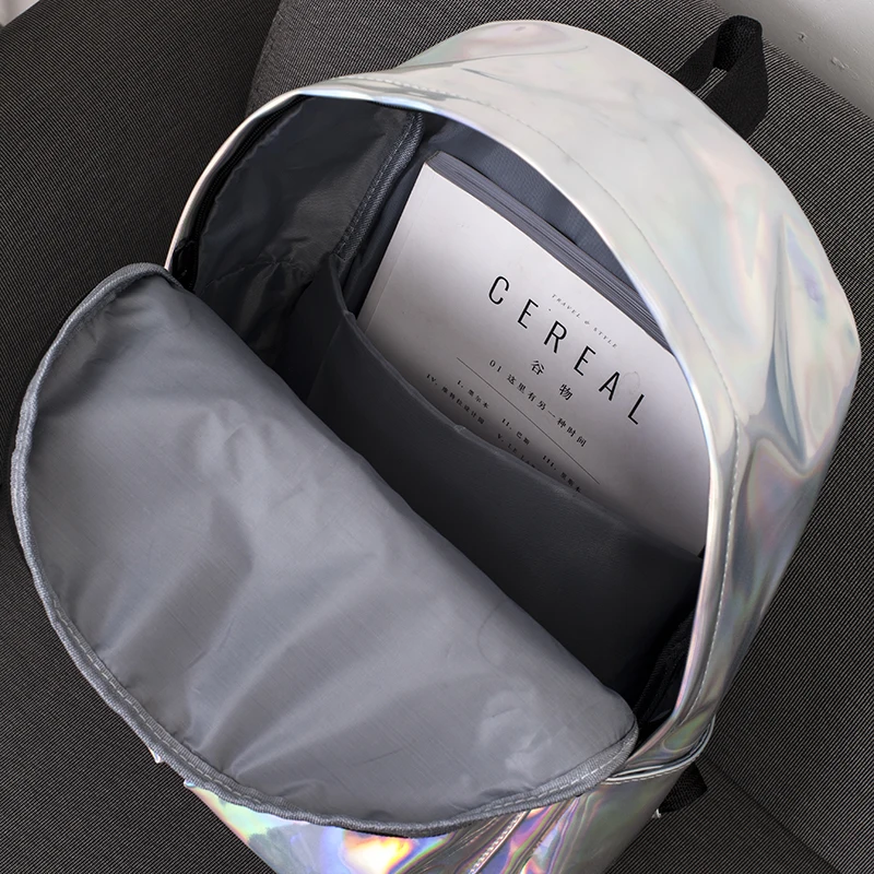 

New Fashion Hologram Laser Backpack Female Student PU Leisure shiny Travel Backpack Casual Multicolor Bag For School Girls