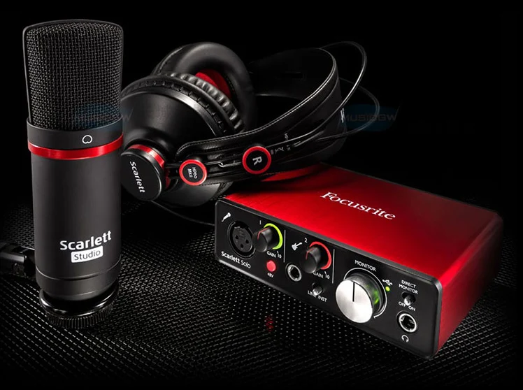 Focusrite Scarlett Solo Studio пакет 2nd Gen USB Запись Звуковая карта гарнитура комплект аудио-интерфейс studio пакет CM25 и HP60