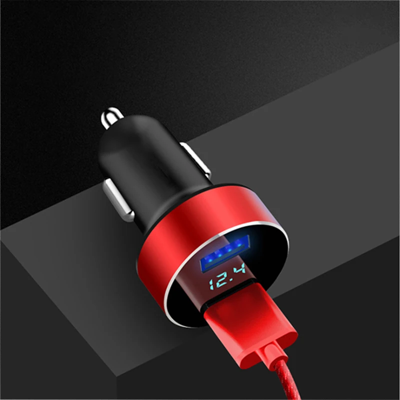 Mini Dual USB Автомобильное зарядное устройство со светодиодным дисплеем Обнаружение