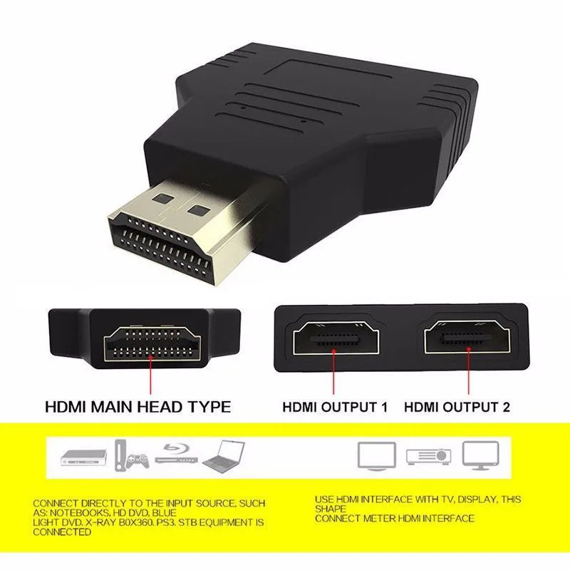 HDMI 1 вход 2 выхода 1080P Переходник разветвитель конвертер для PS4 Xbox HDTV проектор HSJ-19 |