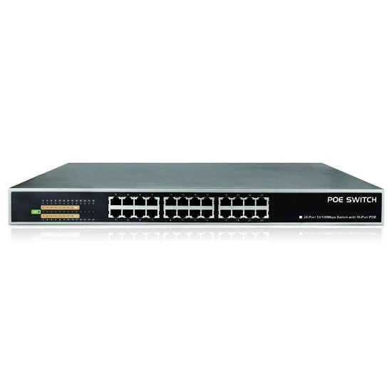 24 Порты и разъёмы 10/100 м 16ch POE Мощность Ethernet коммутатор питания через