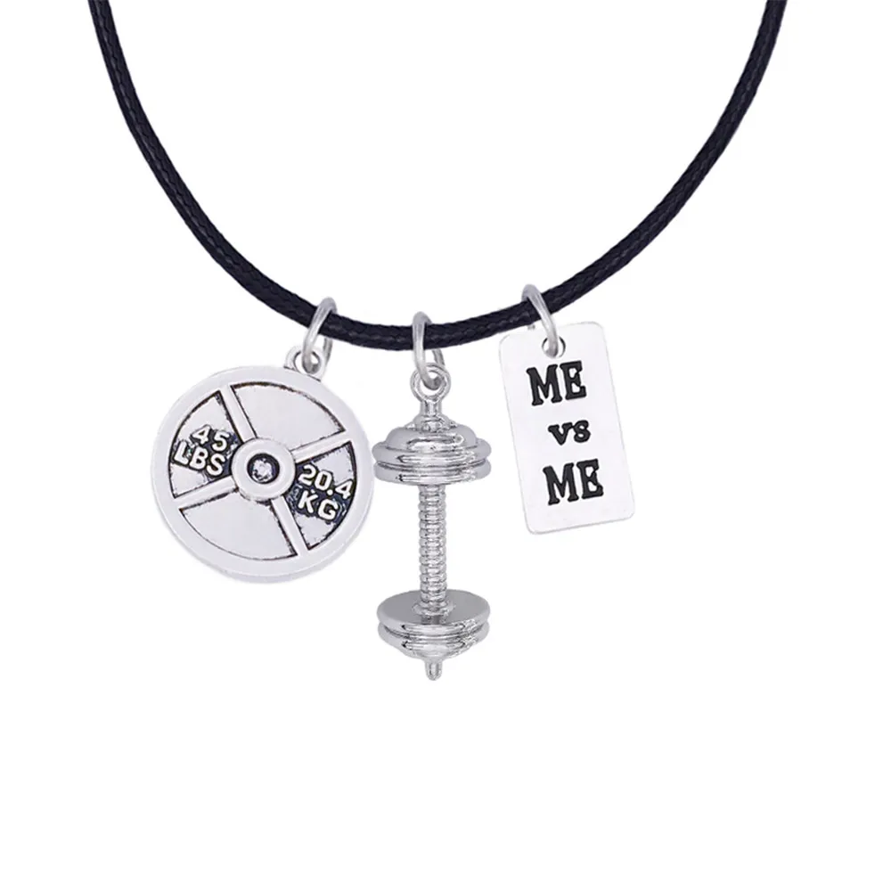 Двойные носовые античные посеребренные спортивные гантели подвески для