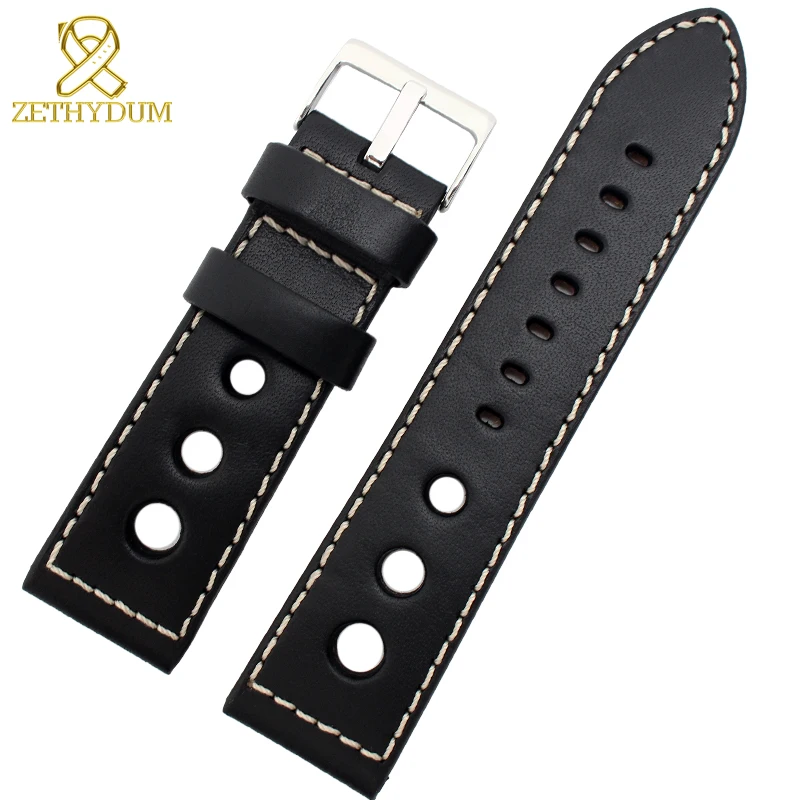 Ремешок мужской из натуральной кожи толстый кожаный браслет для наручных часов с
