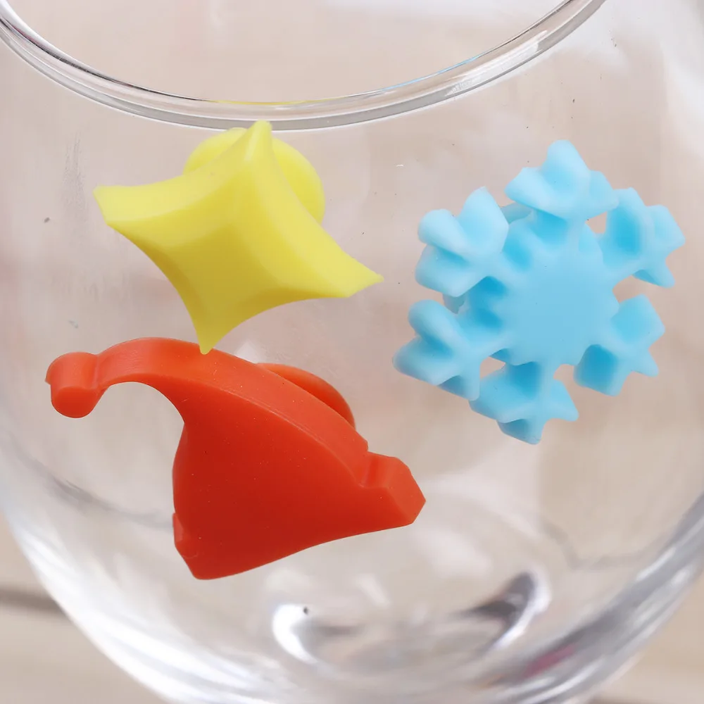 Рождественский силиконовый вино Стекло Подвески разноцветные новогодние День