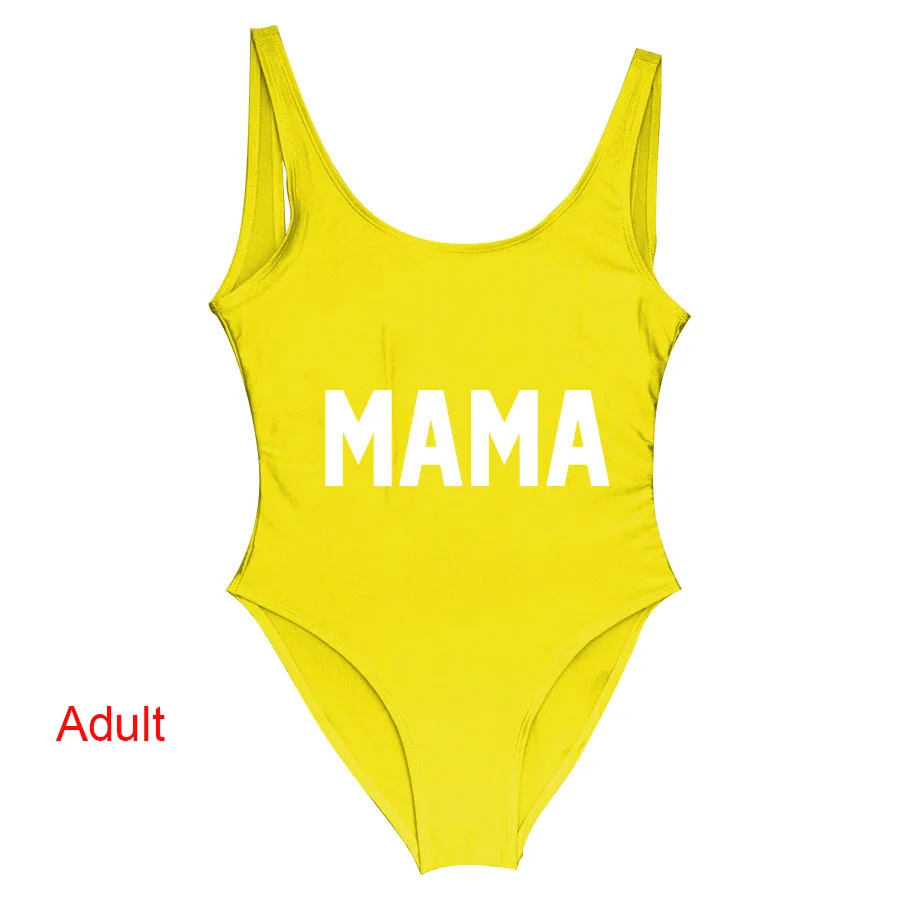 Adult Yellow Родитель, ребенок, Цельный купальник, умный и сильный, как моя мама девочка, Цельный купальник, мама, ребенок, купальные костюмы, пляжная одежда, бикини - Цвет: Adult Yellow