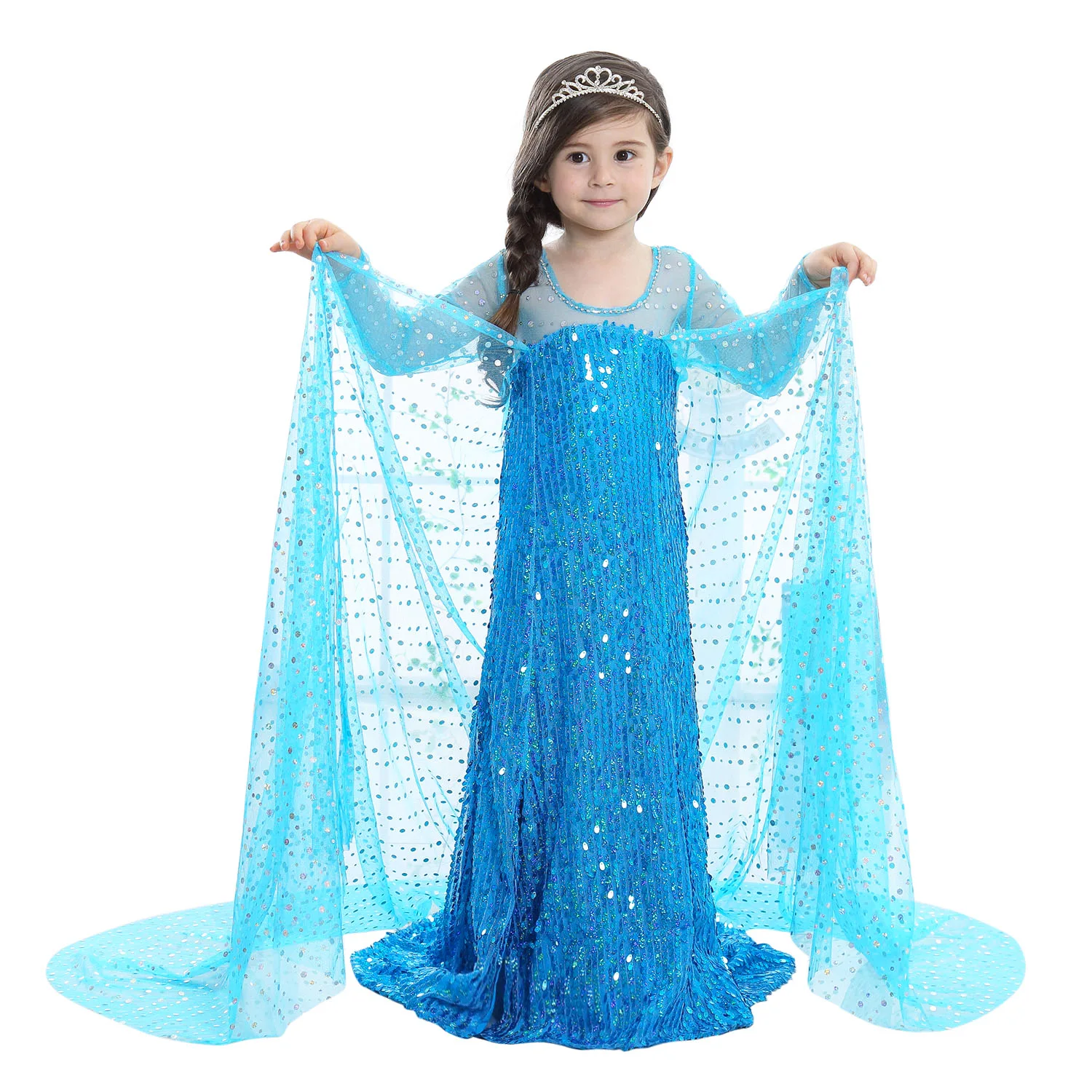 Halloween Children's Wear 2019 Summer Girl Frozen Ice Cold Short Sleeve Dress Female Aisha Children Princess dresses 2 colors |