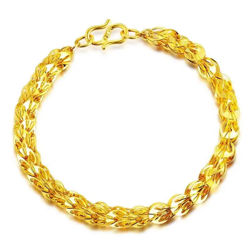 

Authentic 999 Yellow Gold Bracelet/ 24K yellow gold heavy designer women Bracelet