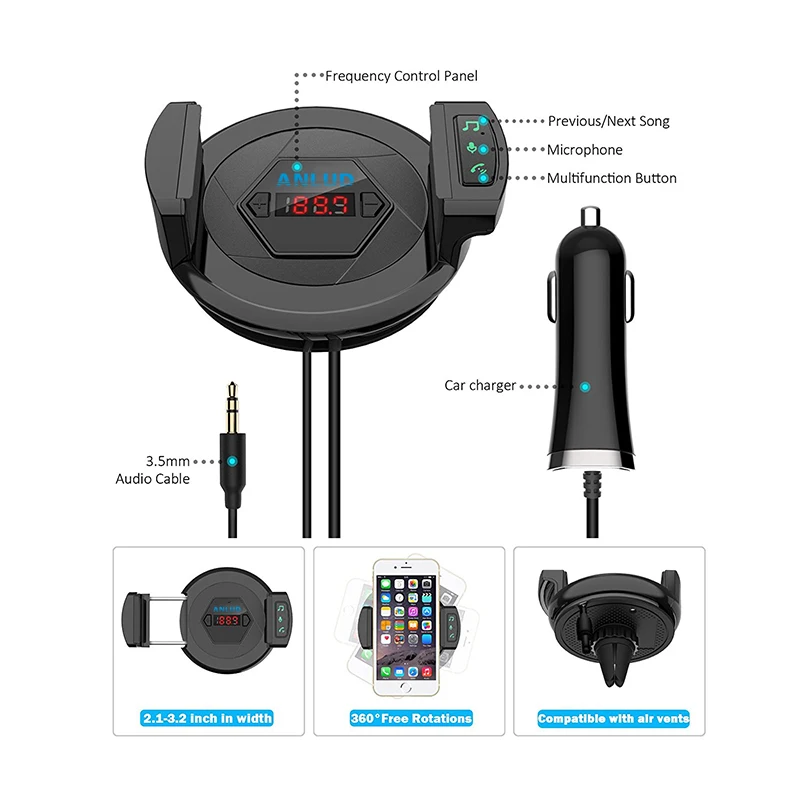 Bluetooth fm передатчик беспроводной радио адаптер автомобильный комплект