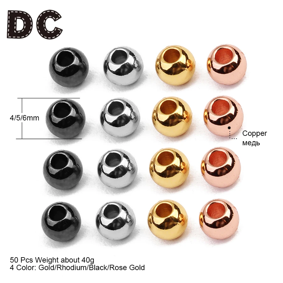 DC 50 шт Розовый Золотой Серебряный цвет черный медный круглый шар Свободные