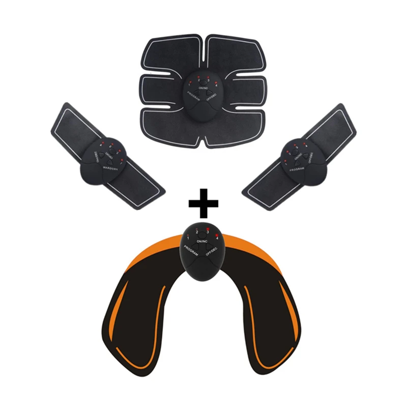whole set Unisex Smart Electric muscle stimulator Abdominal ABS ems Hip Trainer fitness Buttocks Shaper Weight loss slimming Massage Belt - Color: whole set