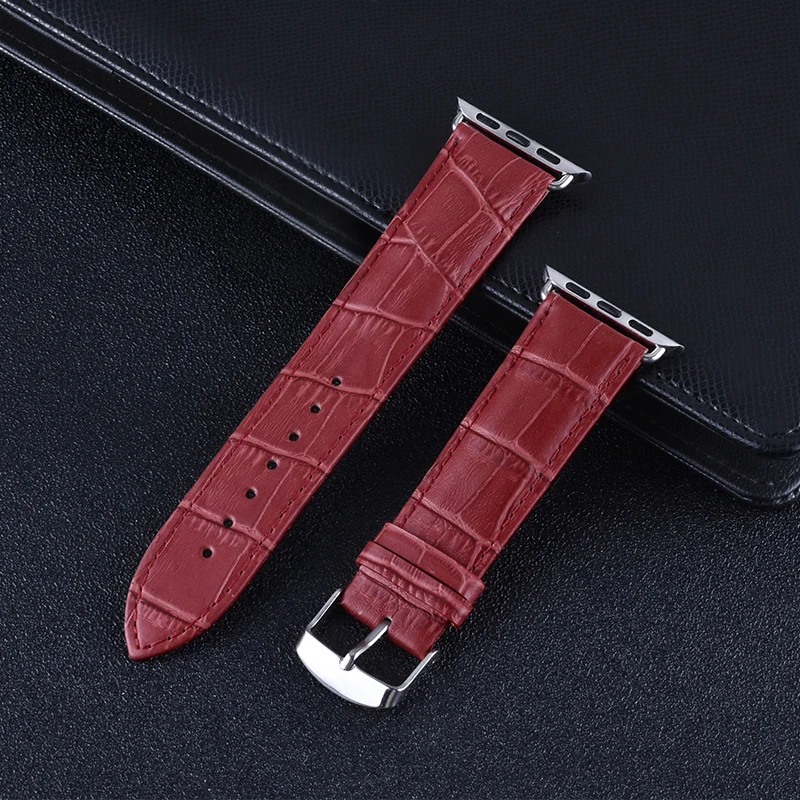 Dark red Ремешок Mling из натуральной кожи для Apple Watch Band 3 2 1 38 мм 42 мм сменный ремешок для iWatch 4 40 мм 44 мм браслет для наручных часов - Цвет ремешка: Dark red