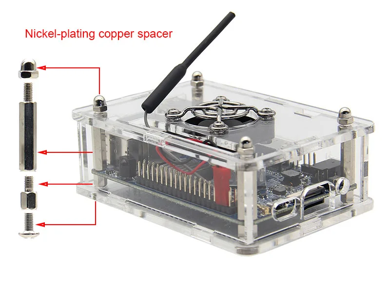Оранжевый pi 3 акриловый чехол с вентилятором, прозрачный защитный корпус для Orange Pi 3