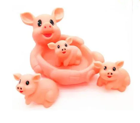 Pig 4 шт./лот, игрушки для плавания в виде животных, красочные мягкие плавающие резиновые утки, сжимающие звук, пищащие игрушки для купания для детей, игрушки для купания - Цвет: Pig