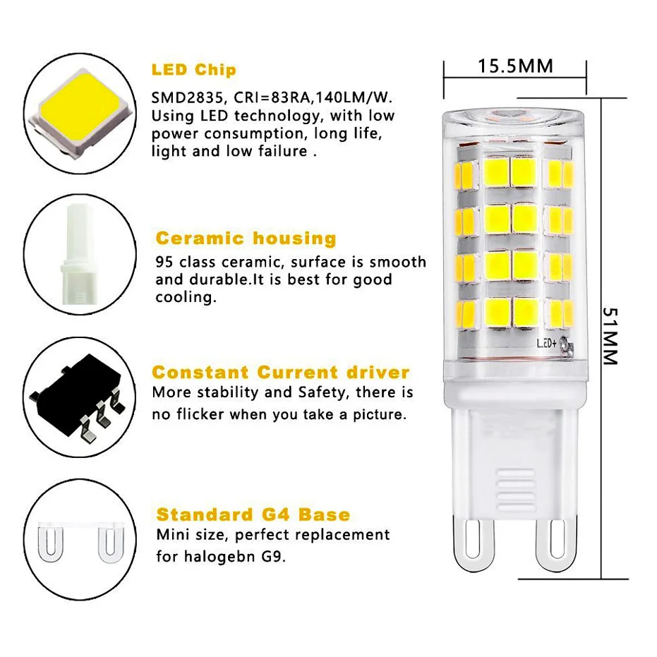 Светодиодная лампа G9 на мерцании 220 В переменного тока 2835 3 Вт SMD 52|g9 led lamp|corn lampled lamp