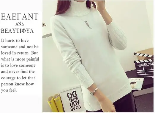 Women Thick Sweater 2018 Autumn New Turtleneck Warm Pullover Female Outwear Slim Fit Long Sleeve FR1108 | Женская одежда