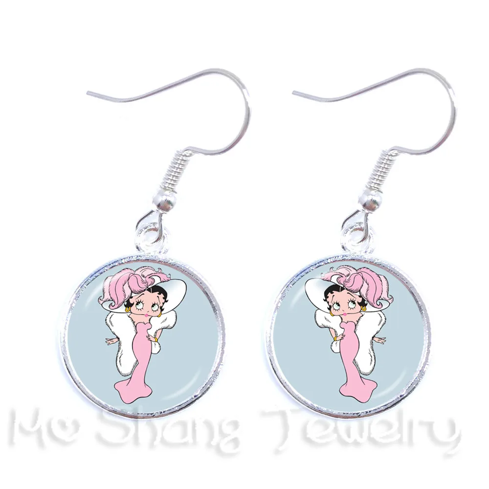 Классические модные серьги Betty Boop с узором 16 мм очаровательные Подвесные