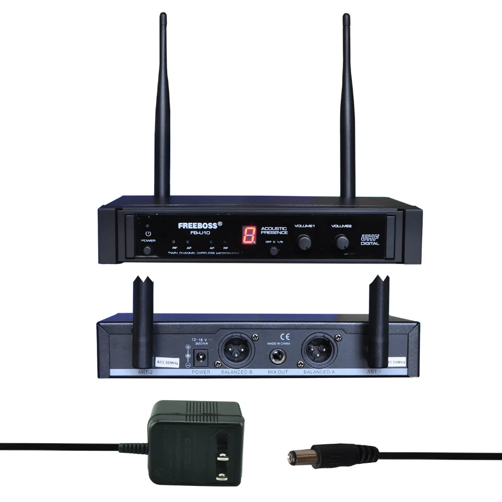 Freeboss FB-U10H двухполосный передатчик цифровой UHF беспроводной микрофон с ручной+ отворотом+ гарнитура микрофон для караоке