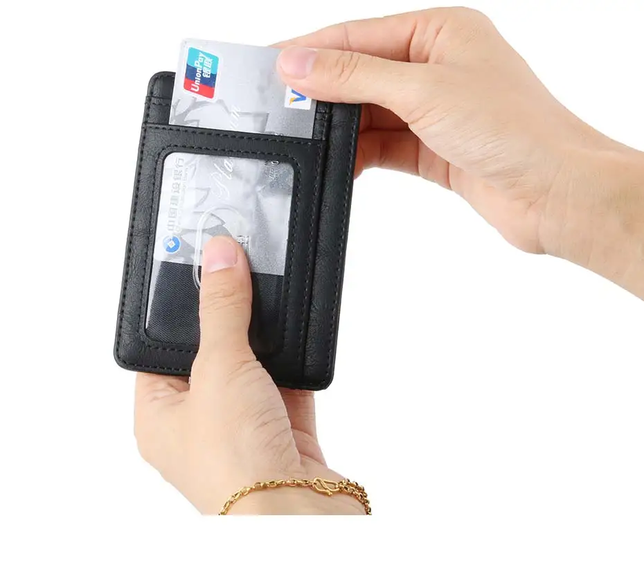 Мужской женский кожаный кредитный держатель для Карт RFID твердый кожаный держатель для карт бизнес-кошелек для путешествий дизайнерский кошелек для мелочи
