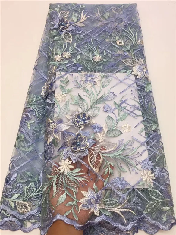 Новейшая французская многоцветная кружевная 3D Тюлевая ткань с цветочной