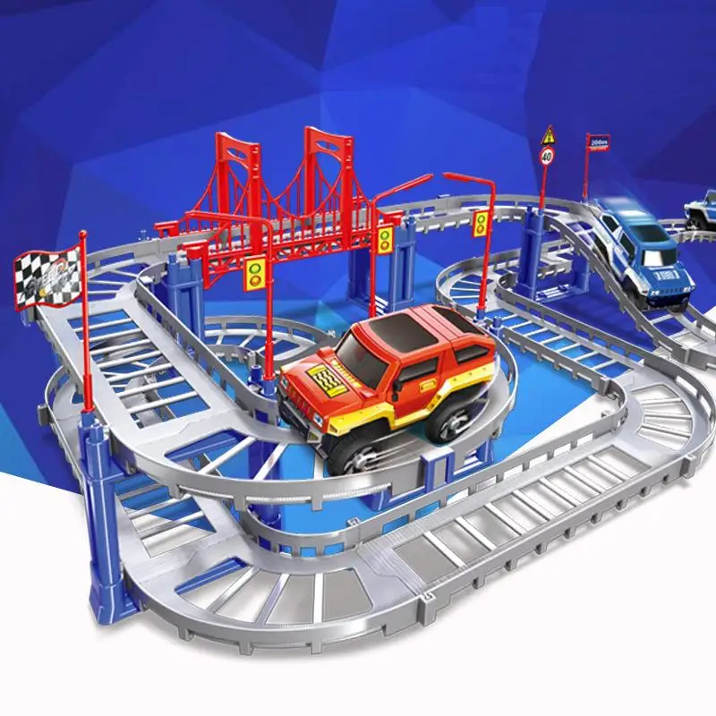 Electric Racing rail car for kids baby Railway Track Road Transportation Building Slot Sets with color box | Игрушки и хобби