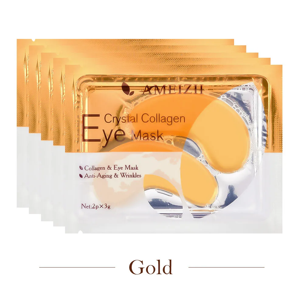 24k Gold Ameizii 10 шт. 5 упаковок 24 к золотистый гель маски для глаз коллаген для ухода за кожей патчи для глаз подушечки против морщин Удаление темных кругов лечение глаз - Цвет: 24k Gold