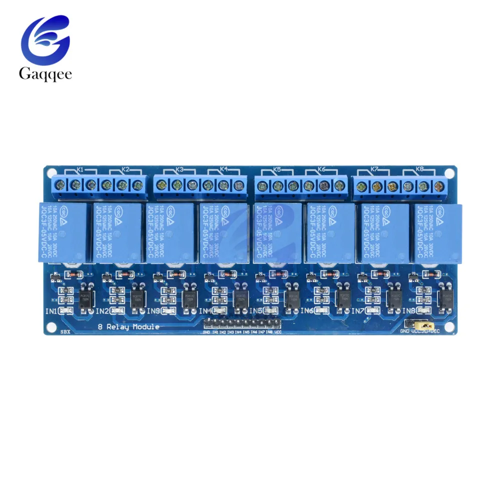 Релейный модуль постоянного тока 5 В 8 каналов спиральный для Arduino Raspberry Pi DSP AVR PIC ARM